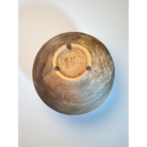 Carol Green Studio Pottery Lidded Jar-Bronze Vine Finial-Art-Raku Clay-Wabi Sabi - Picture 8 of 10